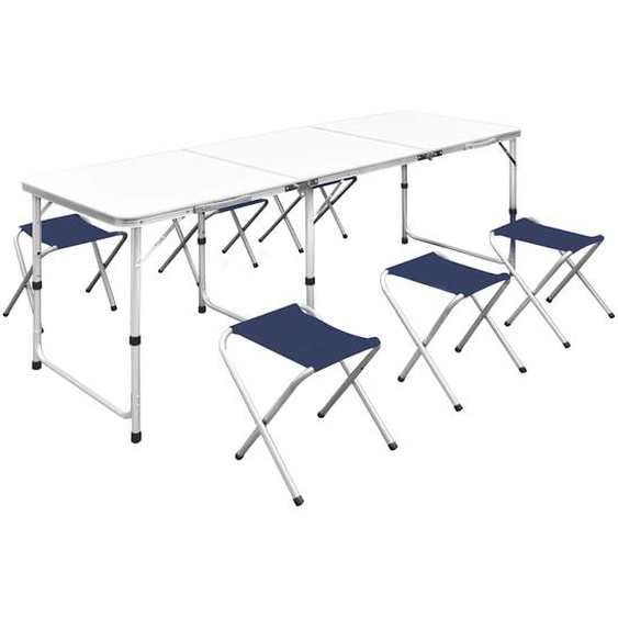 Jeu de table pliable de camping et 6 tabourets 180x60 cm