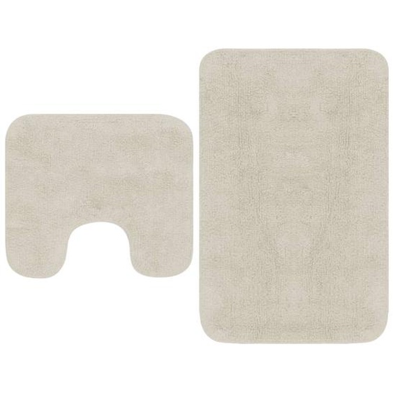 Jeu de tapis de salle de bain 2 pcs Tissu Blanc