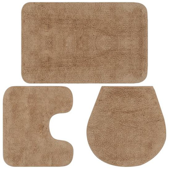 Jeu de tapis de salle de bain 3 pcs Tissu Beige