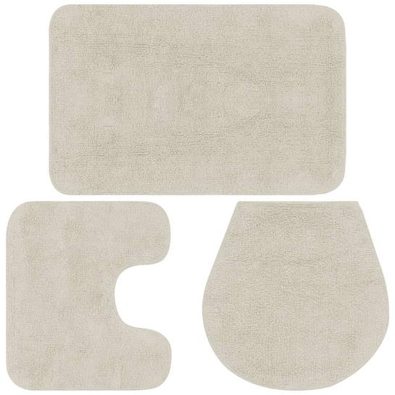 Jeu de tapis de salle de bain 3 pcs Tissu Blanc