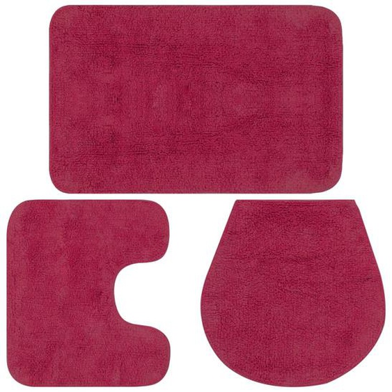 Jeu de tapis de salle de bain 3 pcs Tissu Fushsia