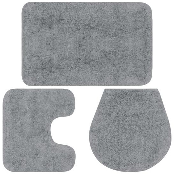 Jeu de tapis de salle de bain 3 pcs Tissu Gris