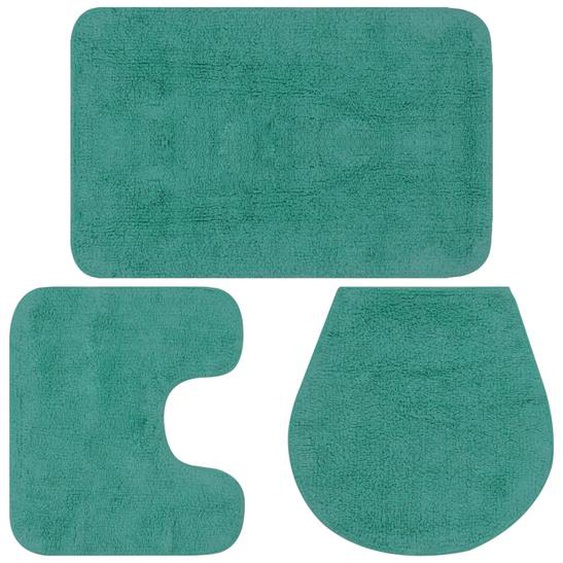 Jeu de tapis de salle de bain 3 pcs Tissu Turquoise