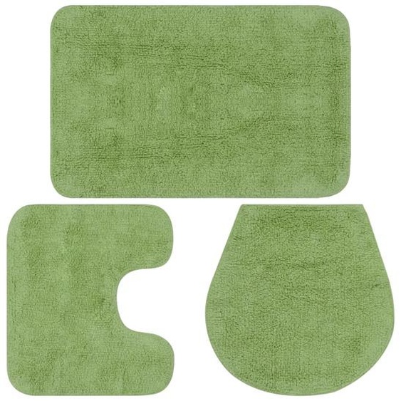 Jeu de tapis de salle de bain 3 pcs Tissu Vert
