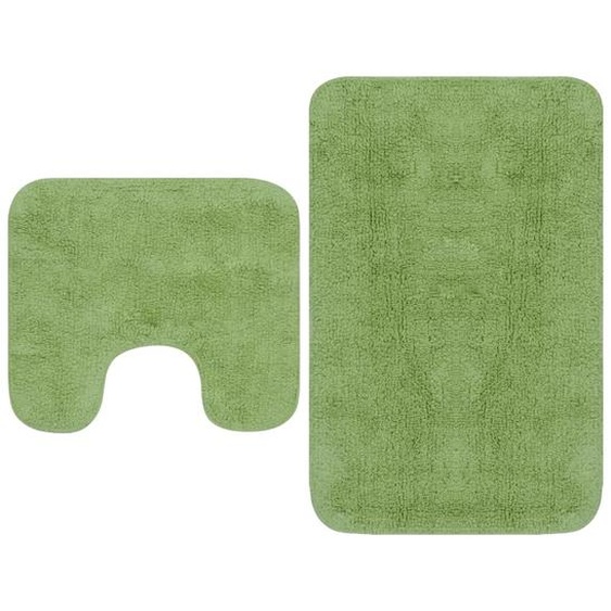 Jeu de tapis de salle de bain 3 pcs Tissu Vert