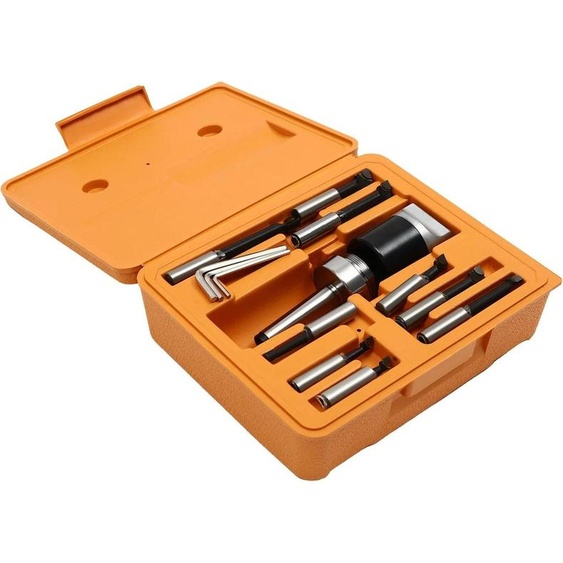 Jeu de têtes de forage, plage de forage polyvalente, construction en acier durable, orange