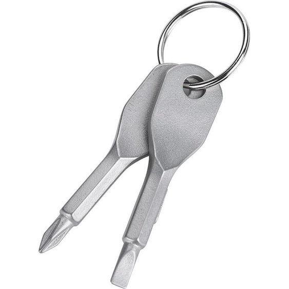jeu de tournevis portables 2 pièces en acier inoxydable pour lextérieur avec porte-clés (argent)