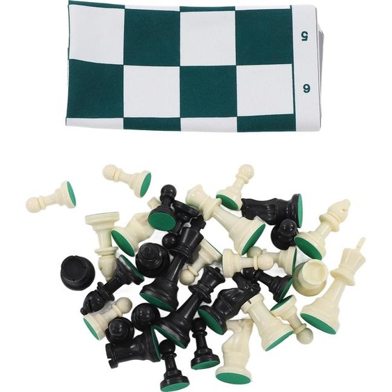 Jeu déchecs, échiquier en plastique, jeu de table avec 50 x 50 cm de similicuir pour la fête, le camping, la détente