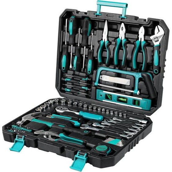 Jeu doutils pour la maison et la voiture - Jeu de 79 cliquets - Acier allié - Avec coffret à outils - 44×34×4 cm