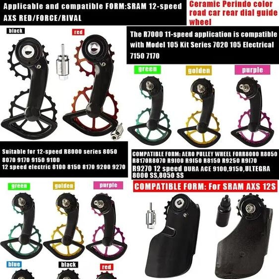 Jimaiteam Roue de guidage de roulement en céramique de fibre de carbone CS pour vélo de route, poulie arrière pour shimano 105/R7000 R8000/R8050/R9100/R9150SS SRAM rouge AXS
