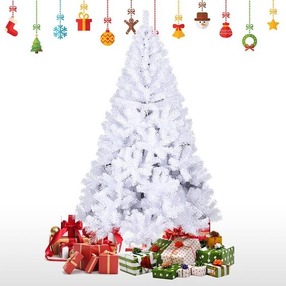 Jiubiaz Arbre de Noël avec LED Sapin RGB Plastique Décoration de Noël 210cm Blanc