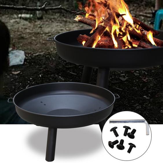 Jiubiaz Bol de feu Outdoor Feu de camp Haute qualité rond Brasé Métal Corbeille à feu 80 cm