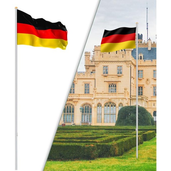 Jiubiaz Mât de drapeau en aluminium 6,50m avec câble et drapeau allemand Mât de drapeau en aluminium