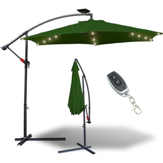Jiubiaz Parasol avec éclairage LED Parapluie - Protection solaire, Parasol de jardin - Vert, 350cm