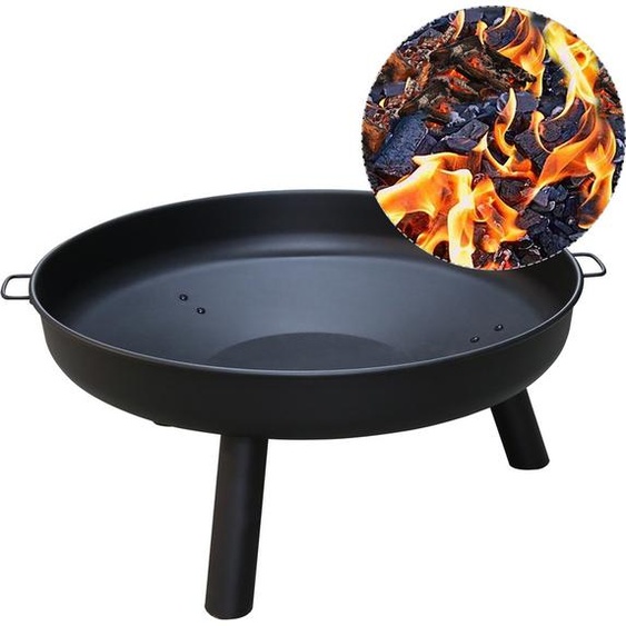 Jiubiaz Plateau de feu Foyer amovible Jardin 80 cm Corbeille à feu avec trou Brasé