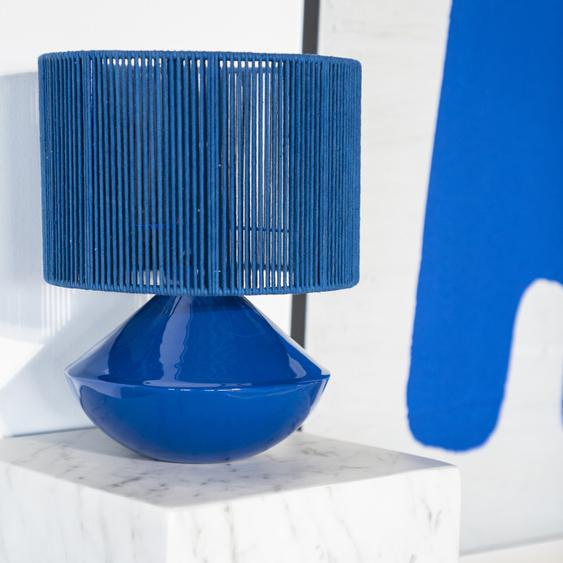 Jive - Lampe à poser en métal et corde ø29cm - Couleur - Bleu