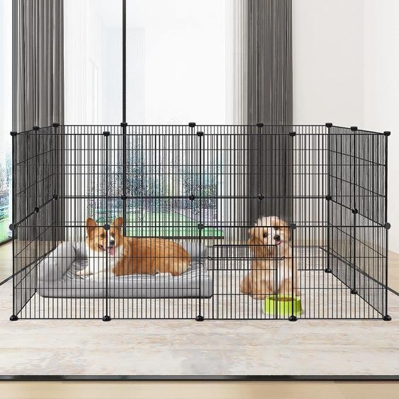 JNGLGO Enclos grillagé pour lapins, cage pour cochons dInde Enclos, cage pour petits animaux avec porte, parc à chiots Enclos pour petits animaux Enclos pour intérieur et extérieur, 35 x 35 cm/panneau, pack de 24