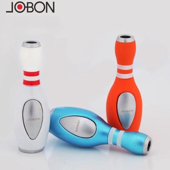 Jobon-Briquet à gaz butane en forme de boule de bowling, torche à jet de flamme bleue, coupe-vent en métal pour lextérieur, cadeau dornements