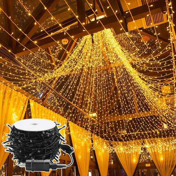 JOIEYOU 100m de guirlande lumineuse LED 1000LEDs Rideau lumineux avec 8 modes déclairage Guirlandes lumineuses intérieures IP44 Lumières de Noël pour décoration de Noël Mariage Fête, Blanc chaud