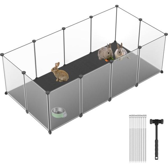 JOIEYOU 30x40cm Enclos pour petits animaux 12 pièces DIY Montage Enclos pour lapins Enclos en plastique pour petits animaux avec plaques de fond amovibles & maillet en caoutchouc Enclos extérieur pour hamsters, lapins, cochons dInde