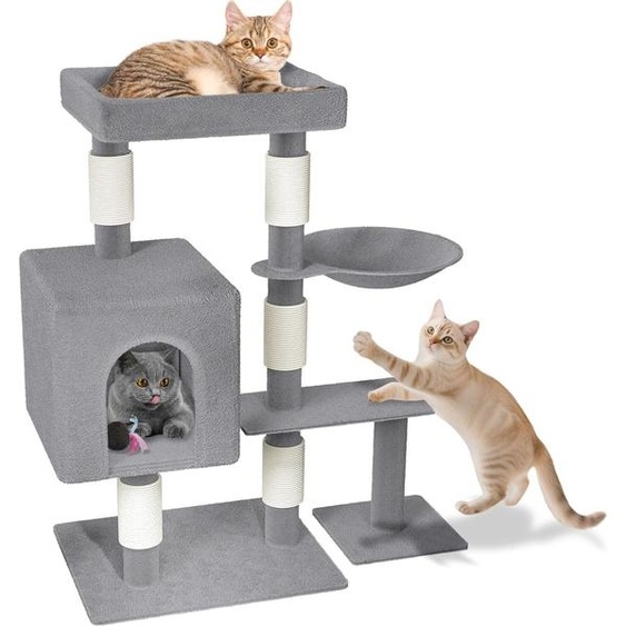 JOIEYOU Arbre à chat Grand arbre à chat 49 x 41 x 93 cm Arbre à chat XXL avec colonnes en sisal & grotte pour chats, gris antidérapant Arbres à chats dactivité pour plus de chats, K1276