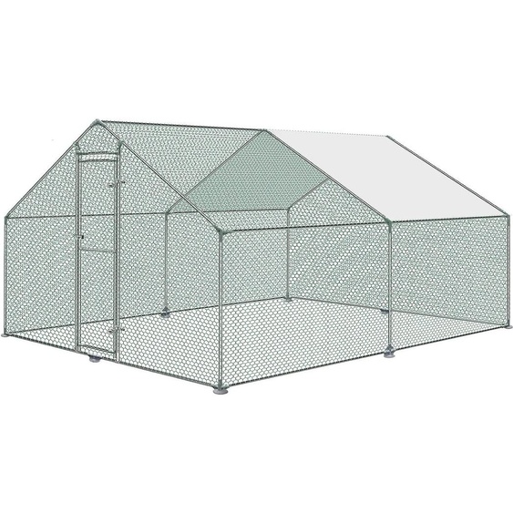 JOIEYOU Enclos 3x4x2m Volière Poulailler Métal 12m² Cages à volaille avec toit pare-soleil, clôture à poules, porte & verrou Enclos Poulaillers Stables Poulaillers pour petits animaux & plantes