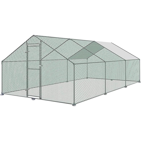 JOIEYOU Enclos 3x6x2m Volière Poulailler Métal 18m² Cages à volaille avec toit pare-soleil, clôture à poules, porte & verrou Enclos Poulaillers Stables Poulaillers pour petits animaux & plantes