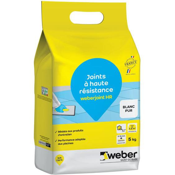 Joint de carrelage adapté piscine , Haute Résistance, Blanc Pur, Weberjoint hr 5KG, weber