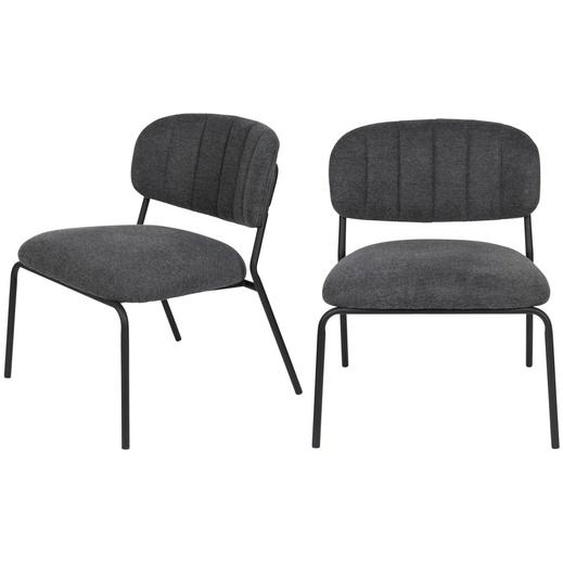 Jolien - 2 chaises lounge pieds noirs - Couleur - Gris foncé