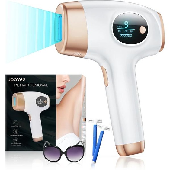 JOOYEE Appareil dépilation au laser indolore pour hommes et femmes, épilateur à lumière pulsée IPL, épilateur indolore, utilisation à domicile pour tout le corps, 999900 flashs, 3 en 1