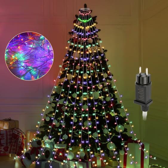 Jopassy Arbre de Noël avec LED Sapin de Noël RGB Plastique Décoration de Noël 150cm Vert