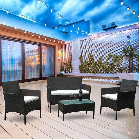 Jopassy Mobilier de jardin Canapé de jardin Table de jardin extensible Coussins Ensemble de canapés marron
