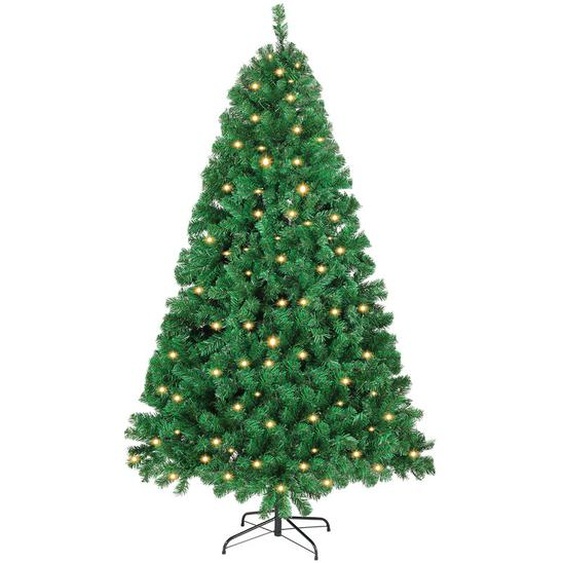 Jopassy Sapin de Noël artificiel 210cm avec éclairage LED Sapin pour décoration de Noël, en PE et PVC,(Ø ca. 128cm) avec 1200 pointes