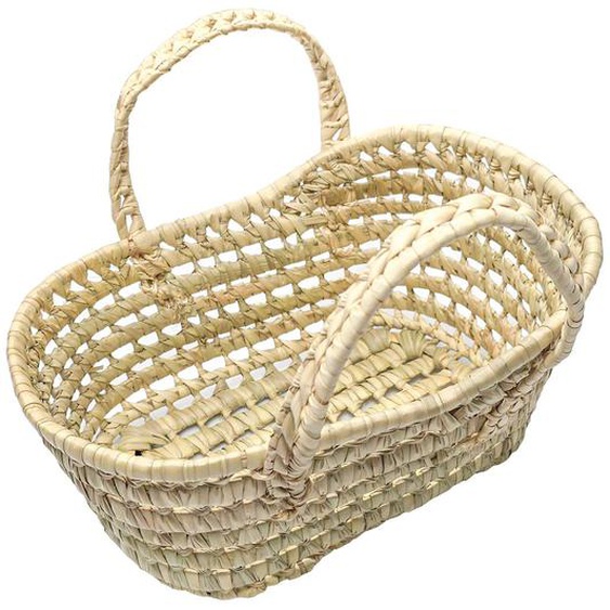 Jouet Couffin Poupée 35cm En Fibres Naturelles Beige