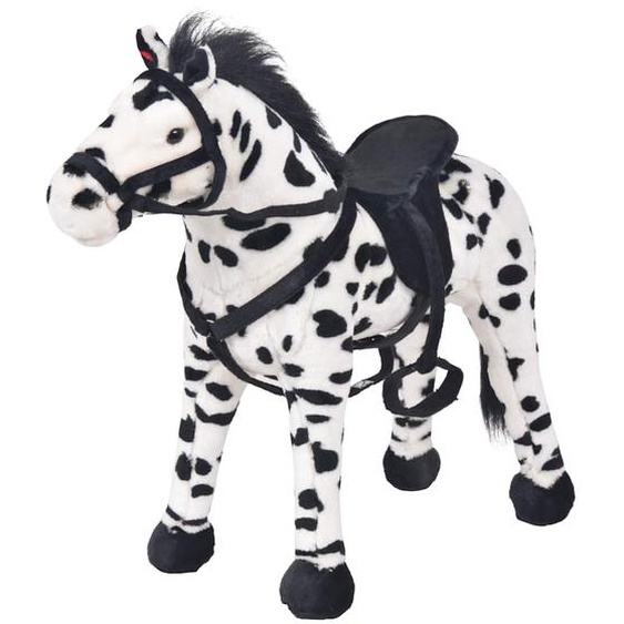 Jouet en peluche Cheval Noir et blanc XXL
