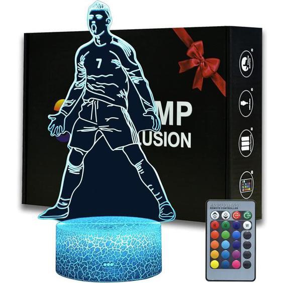 Joueur de Football CR7 Veilleuse, Lampe de Décoration Ronaldo 16 Couleurs de Lumière Modifiables avec Télécommande, Cadeaux de A587