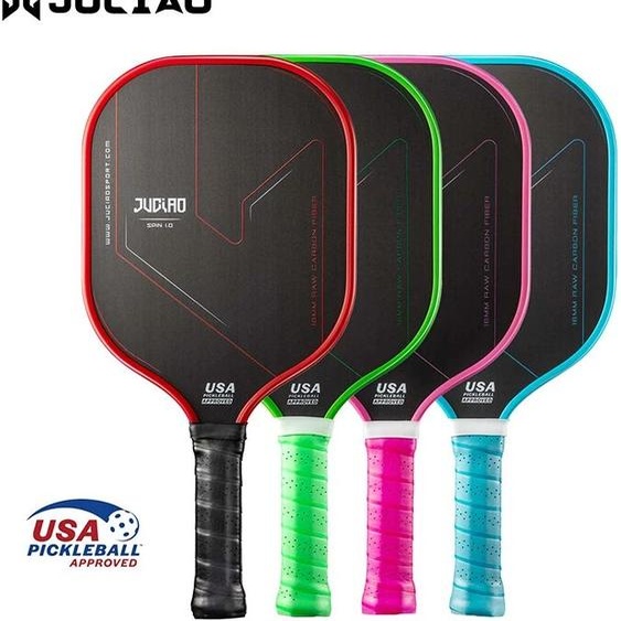 Juciao  CJ JUCIAO-Thermoformé Unibody T700, Fibre de Carbone Brute, Approuvé USAPA, 514 Leball Paddle Spin, Surface Texturée avec Bord en Mousse