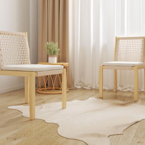 Junia - Lot de 2 chaises intérieur/extérieur en bois dacacia et corde - Couleur - Bois clair