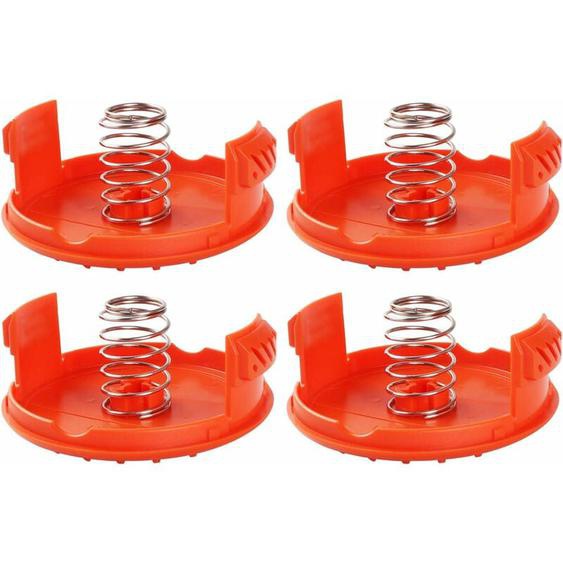 Jusch - Lot de 4 capuchons de bobine + 4 pièces de rechange pour ressorts compatibles avec les coupe-bordures black+decker RC-100-P