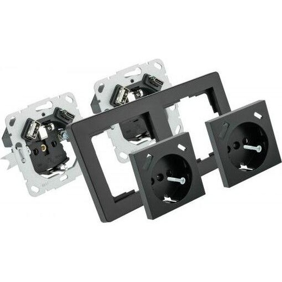 Kabelmeister SE01-2A kabelmeister Schutzkontakt-Einbausteckdose 2-fach anthrazit