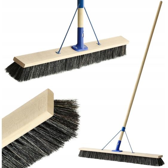 KADAX Balai de rue à long manche en bois, Balai large en bois, Balayeuse de sol robuste 100cm
