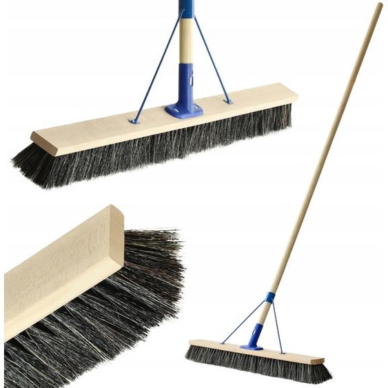 KADAX Balai de rue à long manche en bois, Balai large en bois, Balayeuse de sol robuste 80cm