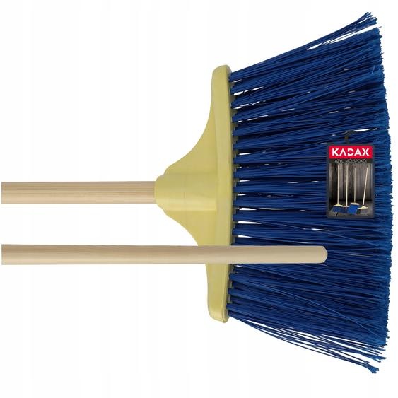 KADAX Balai de rue et de trottoir Salorino, avec manche en bois, balai de rue en nylon, 30 cm, bleu