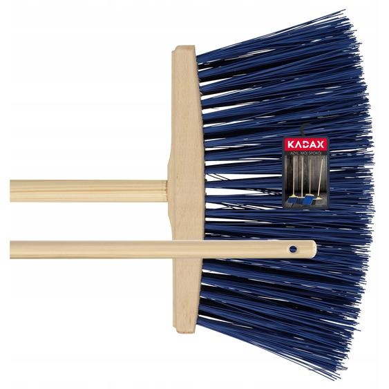 KADAX Balai de rue et de trottoir Salorino, avec manche en bois, balai de rue en nylon, 31 cm, Bleu foncé