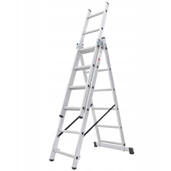 Kadax - chelle Transformable de 3 Plans, Échelle Coulissante en Aluminium, Échelle Double pour Travaux Domestiques et Professionnels (6 Marches)