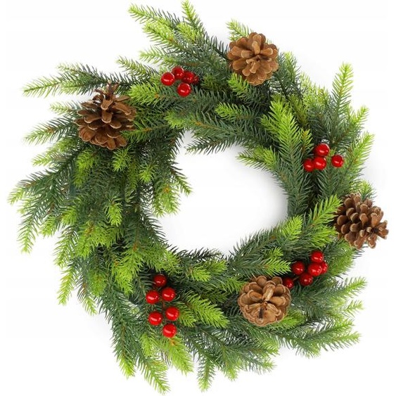 KADAX Couronne de Noël Loire avec cônes et sorbiers, Vert Couronne de porte pour Noël, 45cm,
