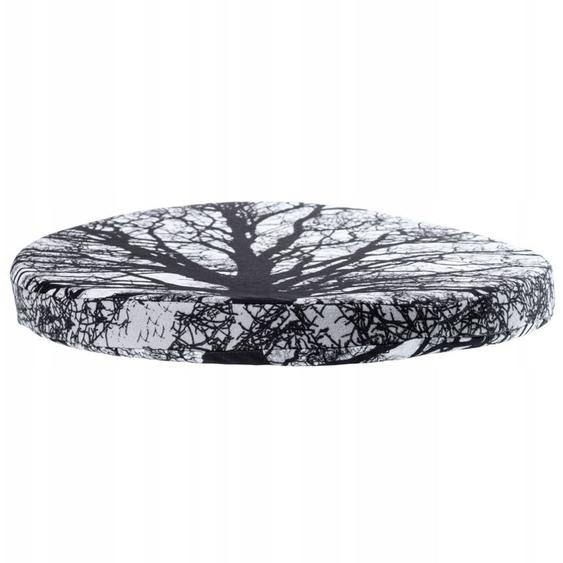 KADAX - Coussin de chaise - Rond - Diamètre 40 cm - En mousse - Pour chaise, cuisine, jardin - Avec housse lavable - Noir