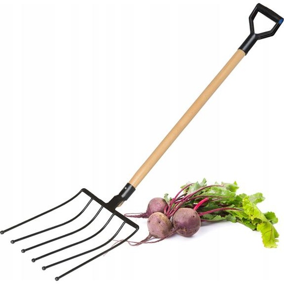 KADAX Fourche à betteraves avec partie travaillante en acier Vogar, Fourche avec long manche en bois, Fourches de jardinage