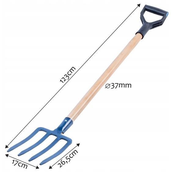 KADAX Fourche à foin, fourche à bêcher avec manche en D, fourche à fumier avec tête en acier de haute qualité