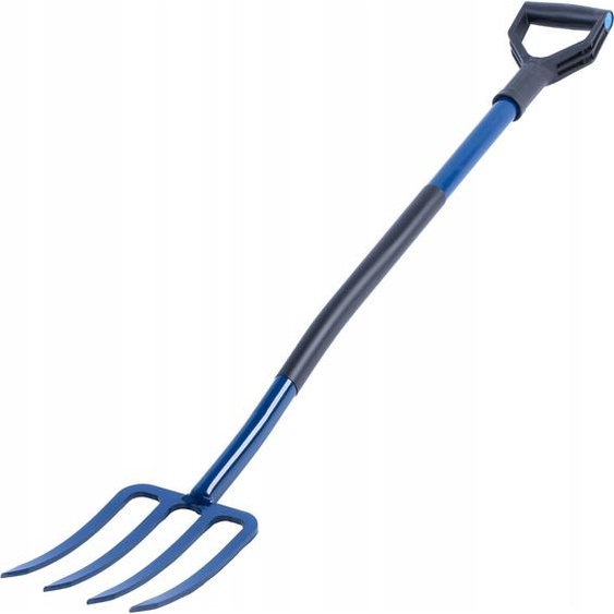 KADAX Fourche à foin, fourche à bêcher avec manche en D, fourche à fumier avec tête en acier de haute qualité